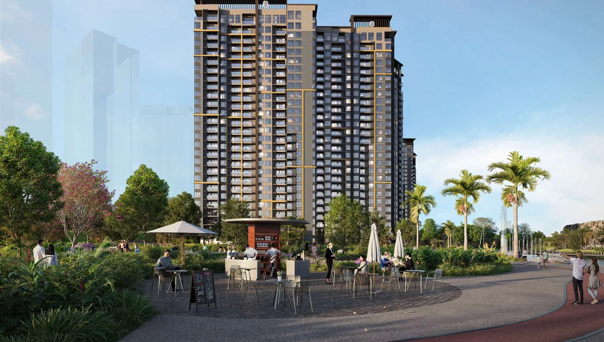 Lối dạo cây xanh dưới chân tòa Masteri Park Place (hình minh họa)