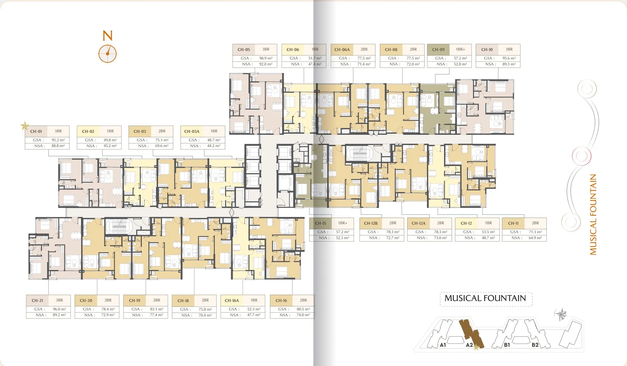 Mặt bằng tầng điển hình tòa A2 tầng 3A–12A Masteri Park Place