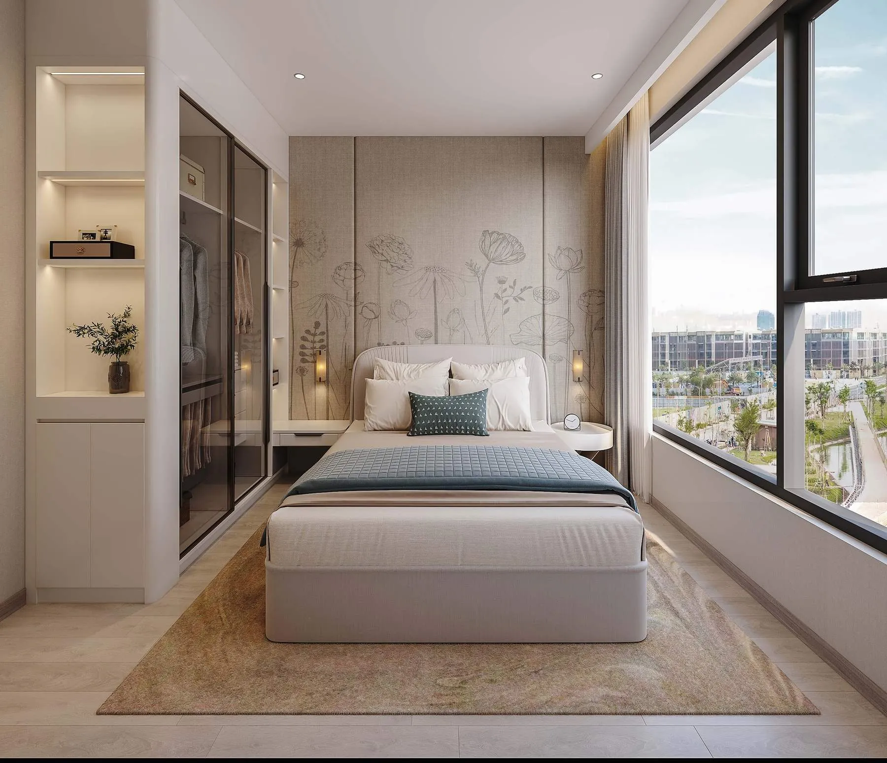 Phối cảnh phòng ngủ căn hộ mẫu Masteri Park Place (hình minh họa)